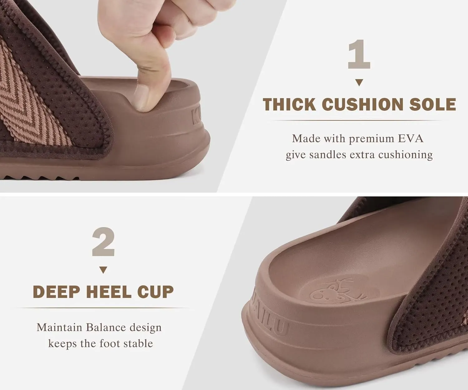KuaiLu Mens Casual Sandals with Comfortable Orthopedic Arch Support Summer Beach Walking Shoes Cushion Slides Slip on Indoor Outdoor