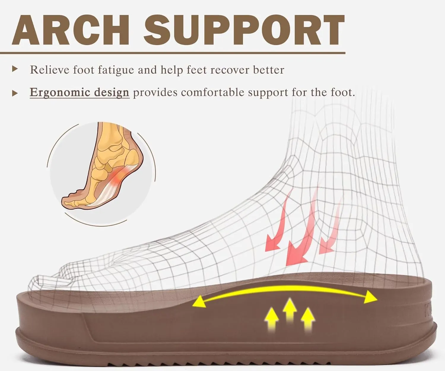 KuaiLu Mens Casual Sandals with Comfortable Orthopedic Arch Support Summer Beach Walking Shoes Cushion Slides Slip on Indoor Outdoor