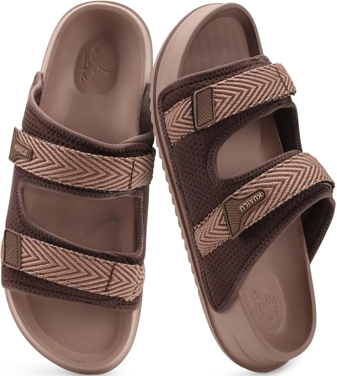 KuaiLu Mens Casual Sandals with Comfortable Orthopedic Arch Support Summer Beach Walking Shoes Cushion Slides Slip on Indoor Outdoor