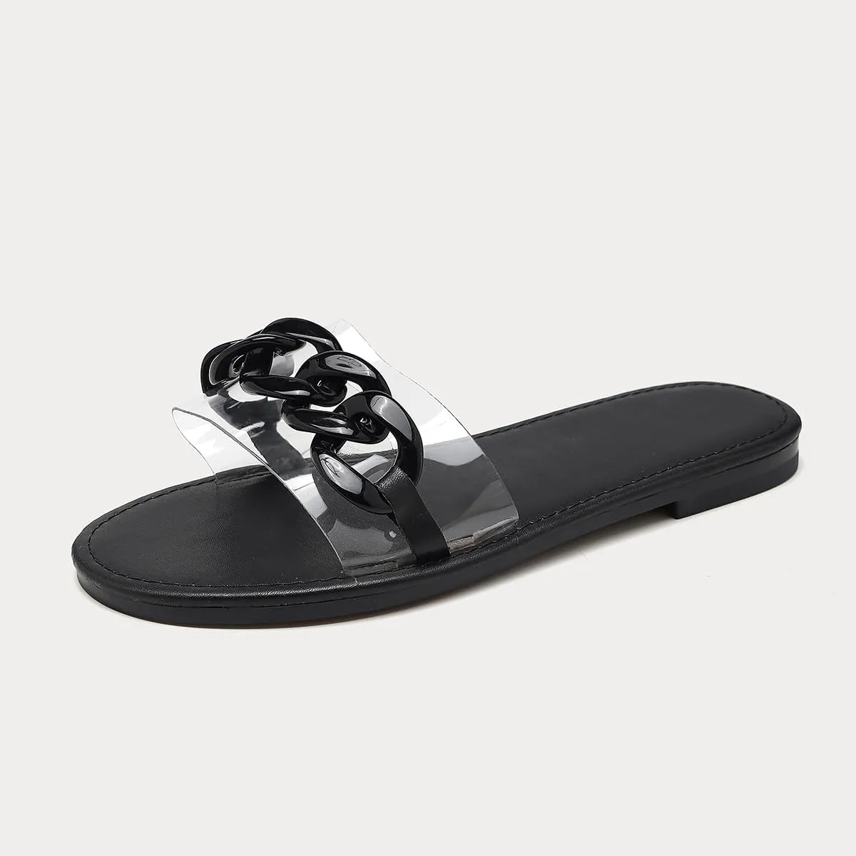 Ladies slipper shoes chain style bands style outdoor indoor flat with sandals.