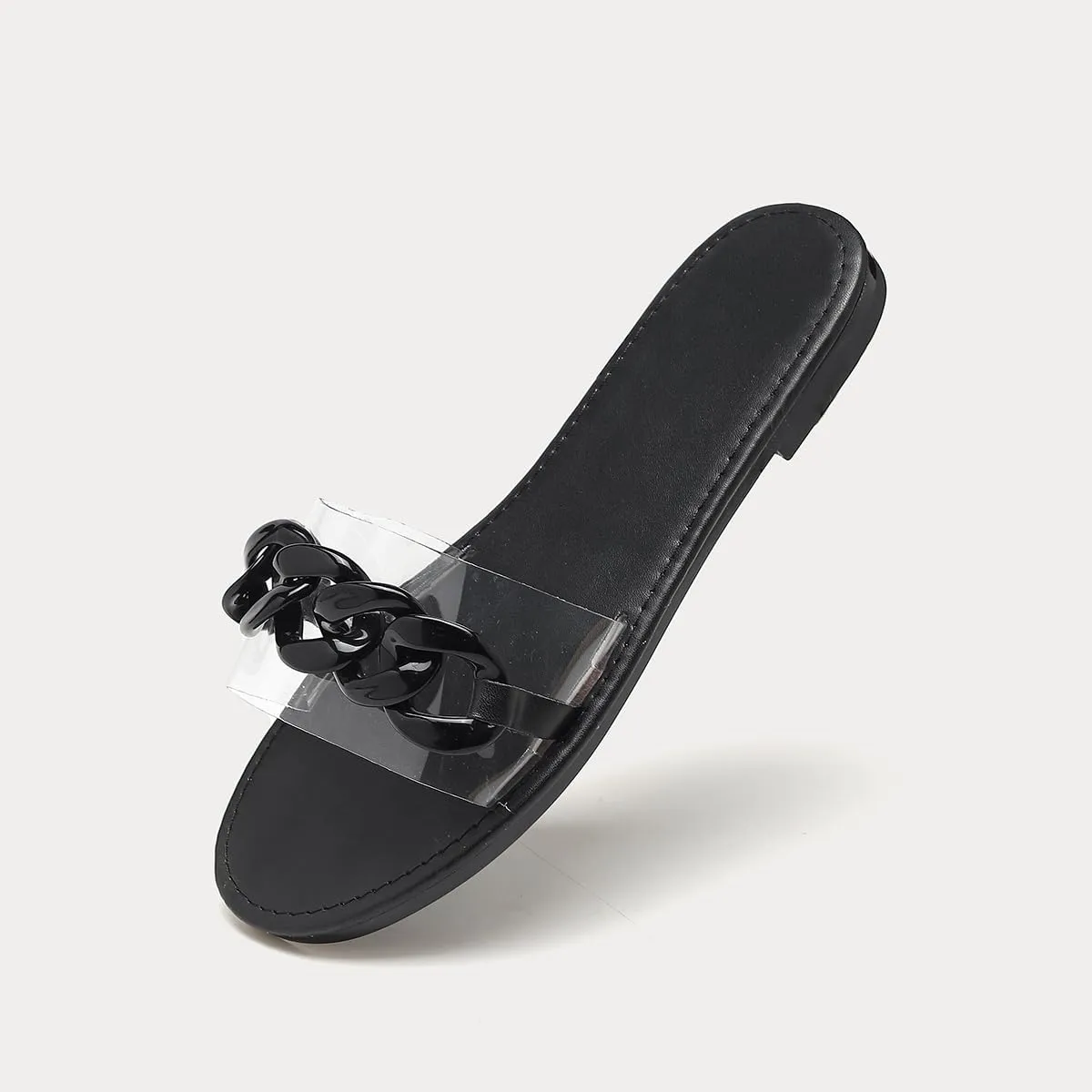 Ladies slipper shoes chain style bands style outdoor indoor flat with sandals.