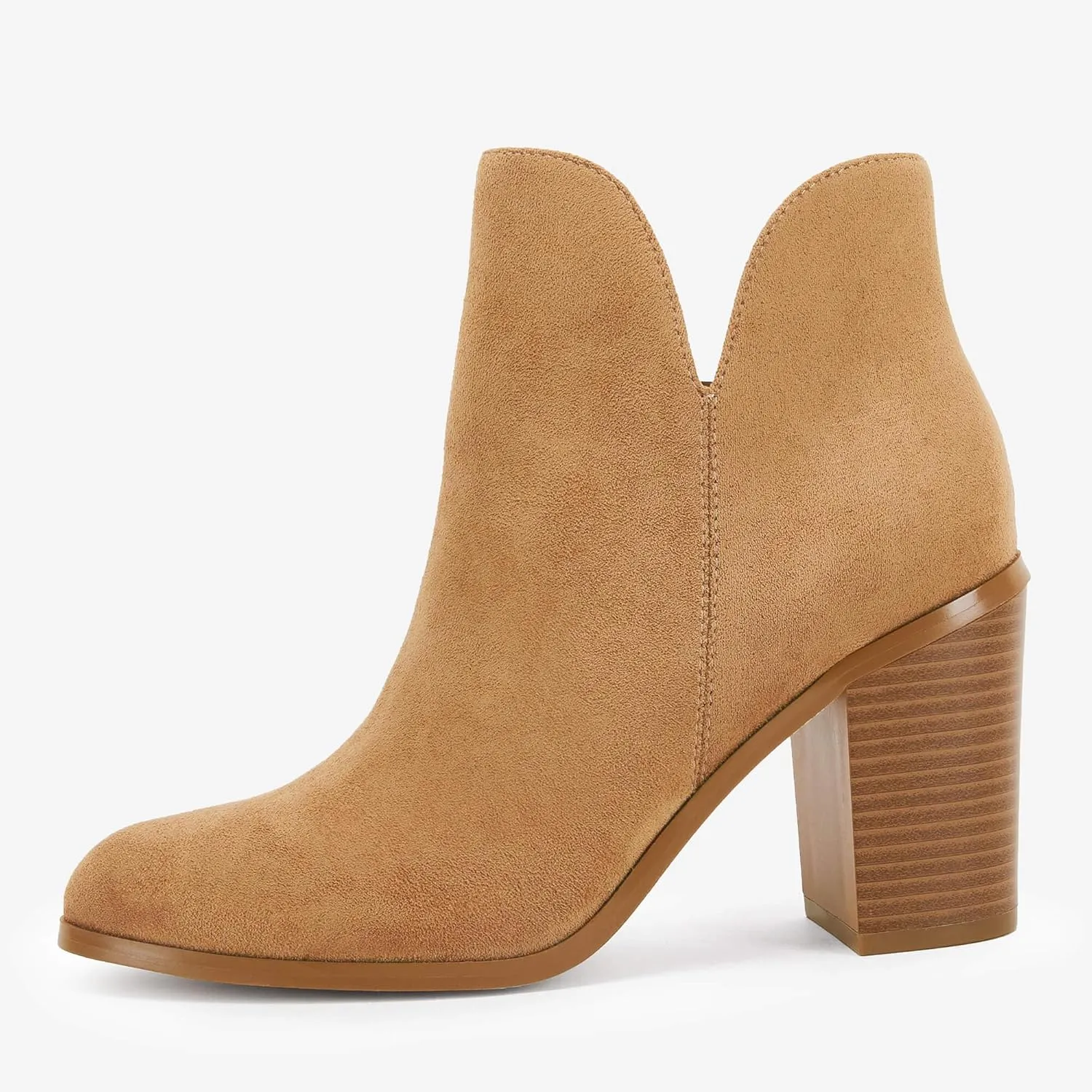 LAICIGO Womens V Cut Ankle Boots Side Zipper Chunky Stacked Heel Snakeskin Booties Shoes