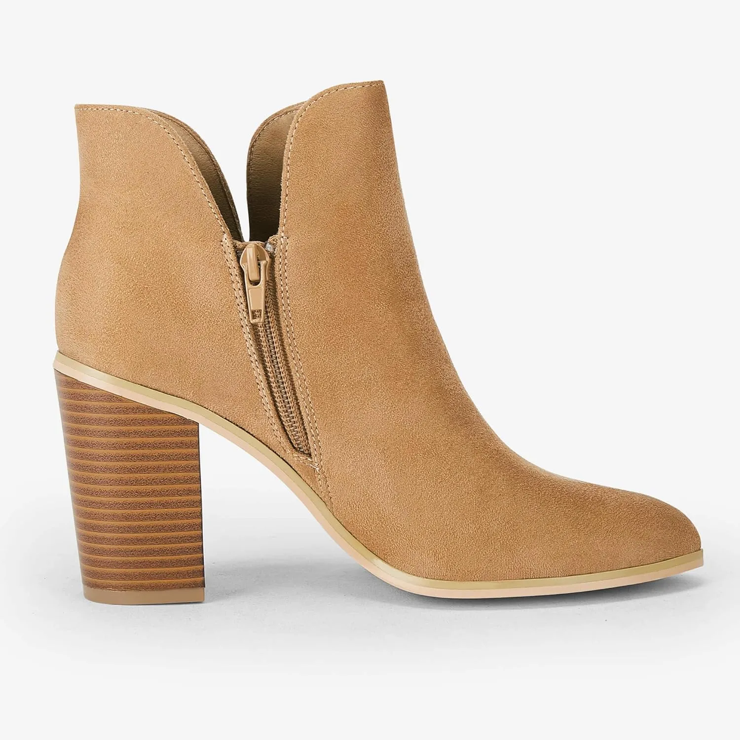 LAICIGO Womens V Cut Ankle Boots Side Zipper Chunky Stacked Heel Snakeskin Booties Shoes
