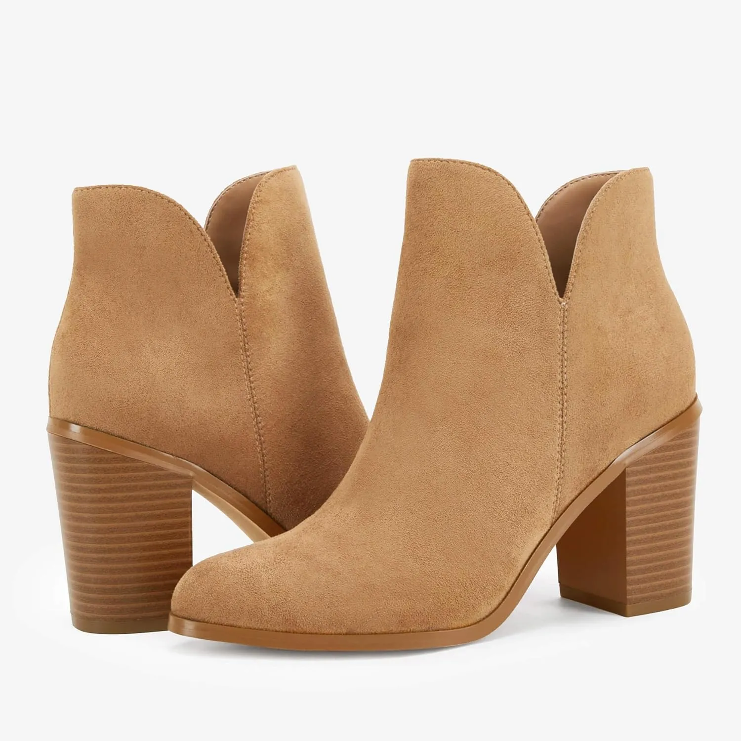 LAICIGO Womens V Cut Ankle Boots Side Zipper Chunky Stacked Heel Snakeskin Booties Shoes