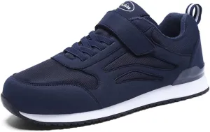 LEADER SHOW Mens Walking Shoes Casual Tennis Gym No-tie Comfortable Flat Lightweight Hook and Loop Sneakers