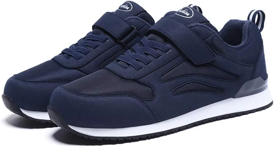LEADER SHOW Mens Walking Shoes Casual Tennis Gym No-tie Comfortable Flat Lightweight Hook and Loop Sneakers