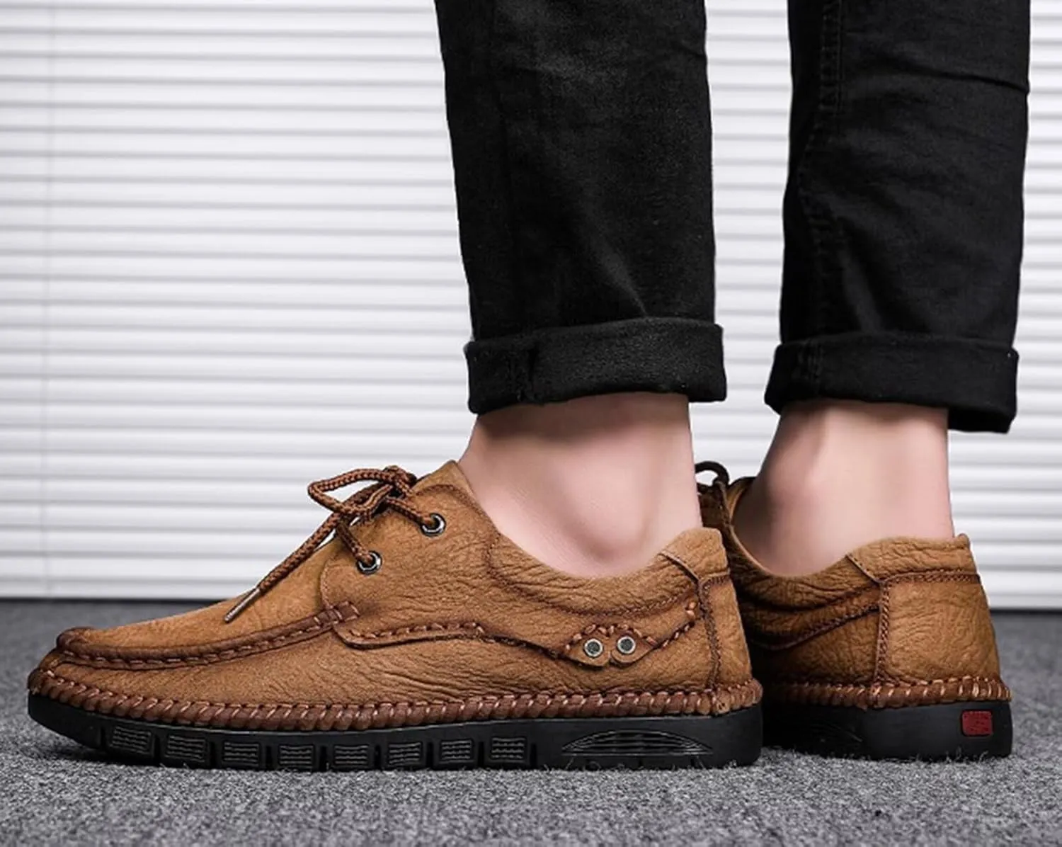 Leather Hiking Shoes Loafers Shoes for Men Walking Driving Shoes Outdoor Camping Trekking Shoes