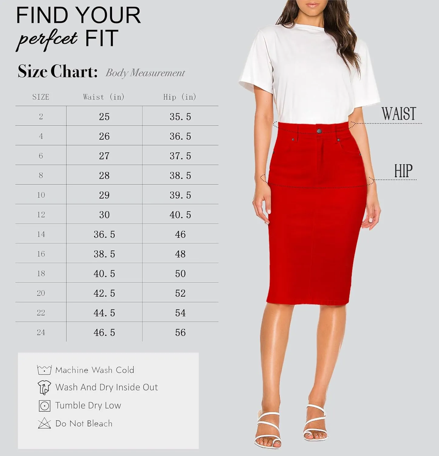 Lexi Womens Super Comfy Stretch Denim Skirt