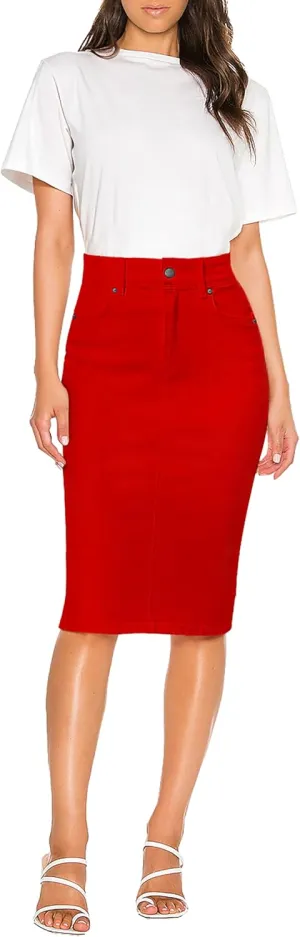 Lexi Womens Super Comfy Stretch Denim Skirt