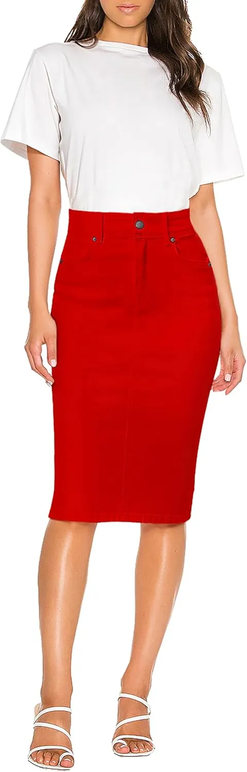 Lexi Womens Super Comfy Stretch Denim Skirt