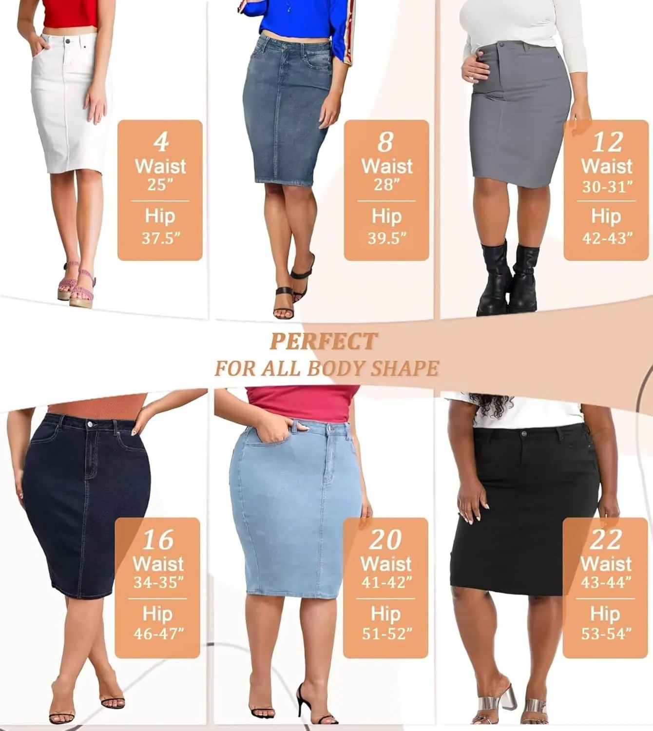 Lexi Womens Super Comfy Stretch Denim Skirt