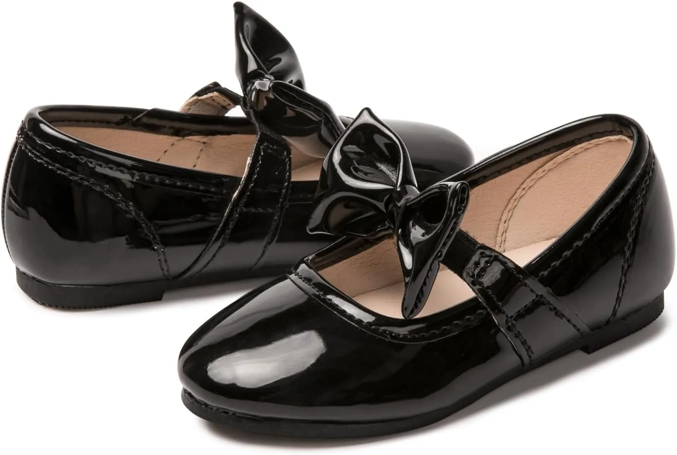 LM Toddler/Little Girls Mary Jane Dress Shoes Bow Ballet Flats for Wedding, Party, School