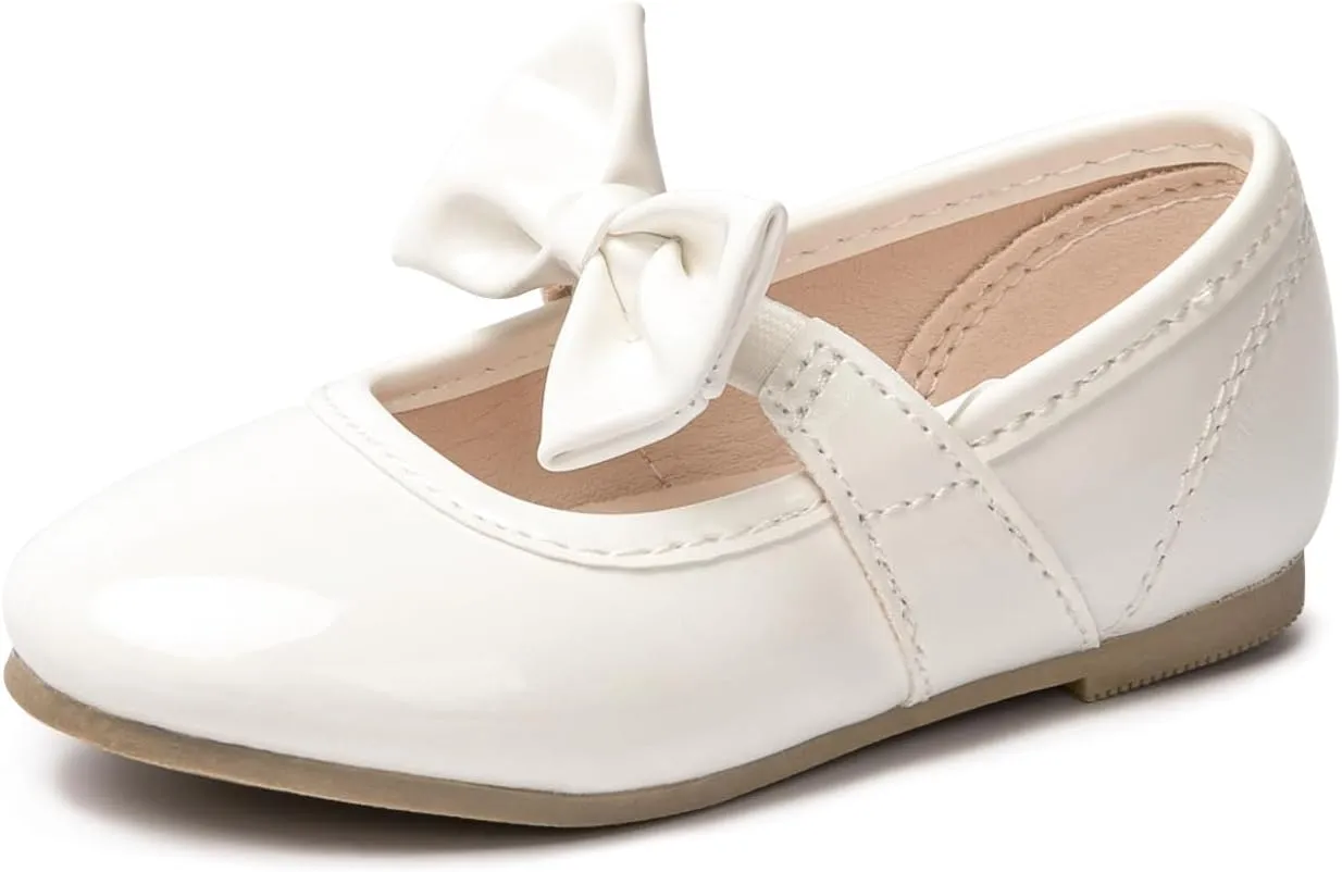 LM Toddler/Little Girls Mary Jane Dress Shoes Bow Ballet Flats for Wedding, Party, School