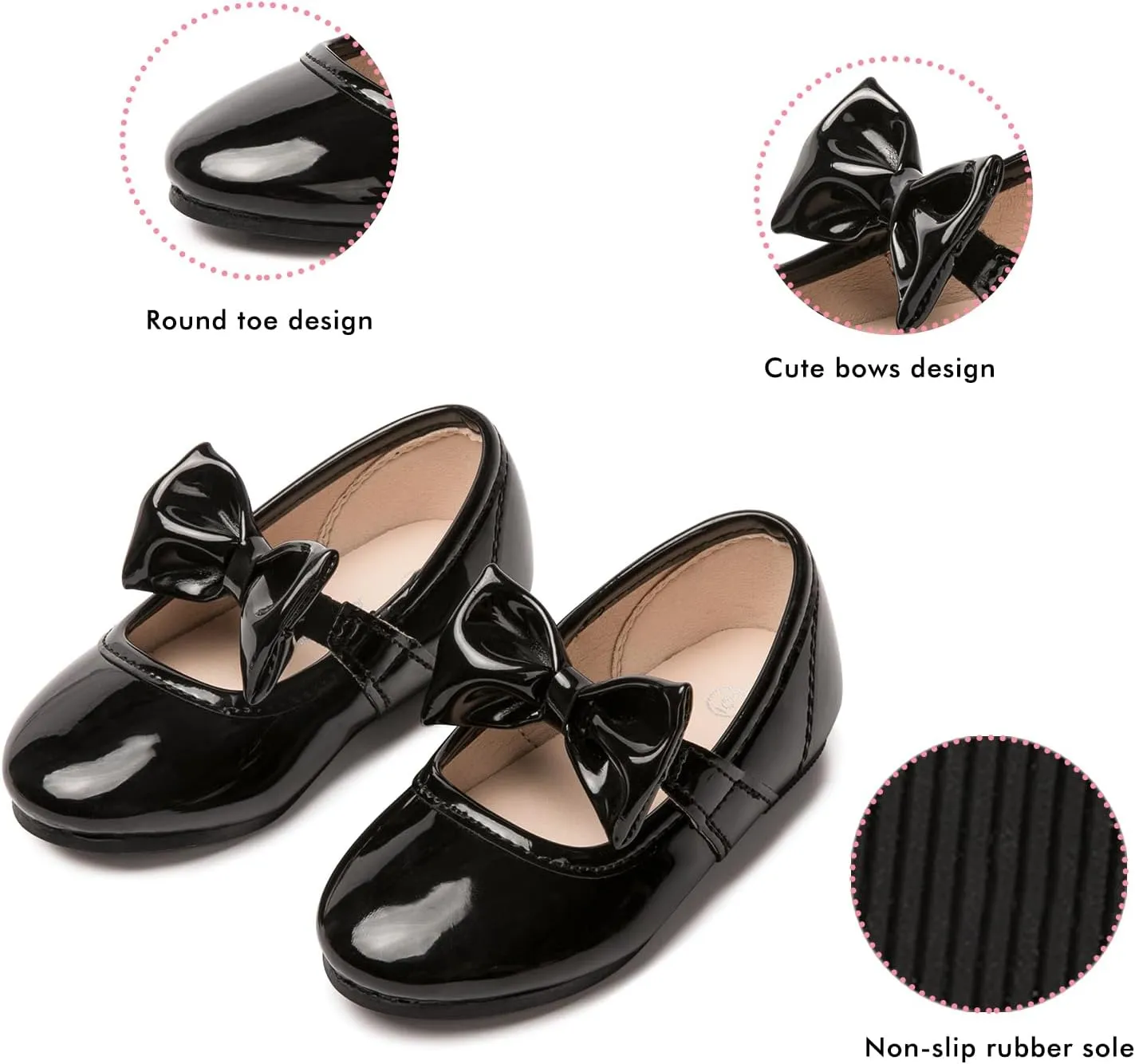 LM Toddler/Little Girls Mary Jane Dress Shoes Bow Ballet Flats for Wedding, Party, School