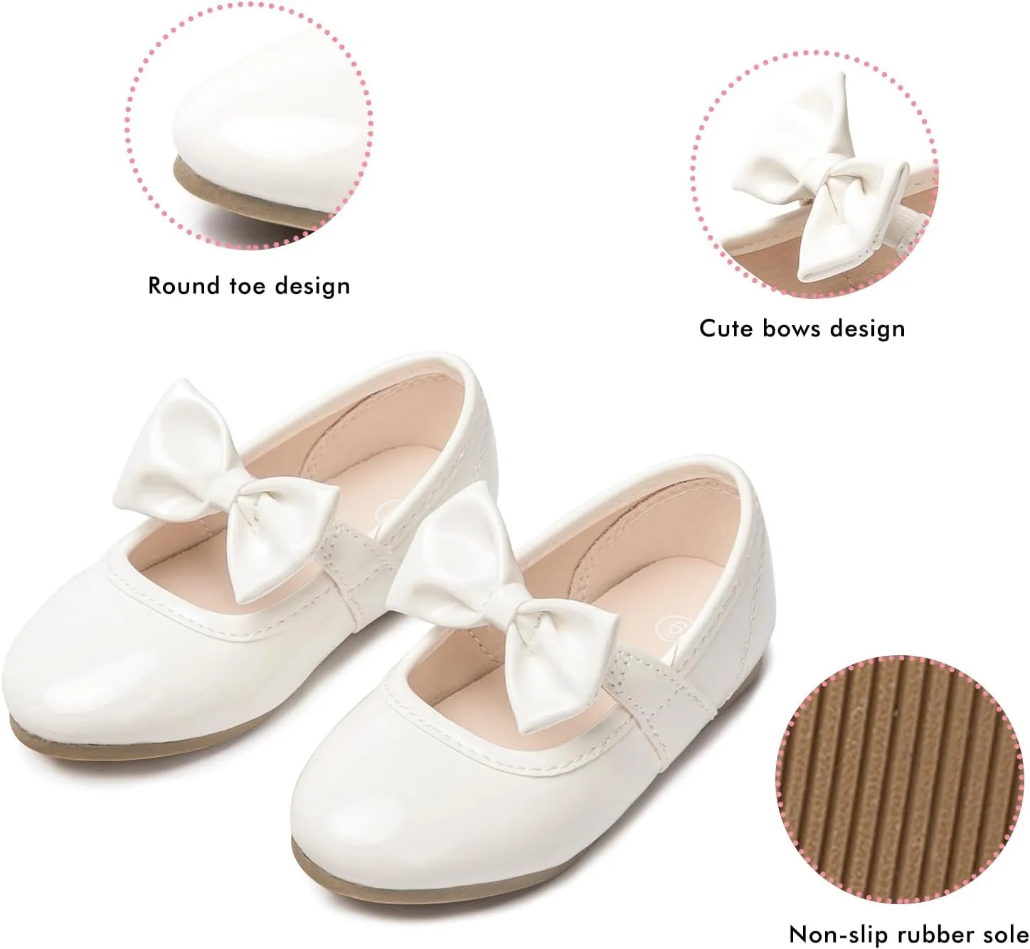 LM Toddler/Little Girls Mary Jane Dress Shoes Bow Ballet Flats for Wedding, Party, School