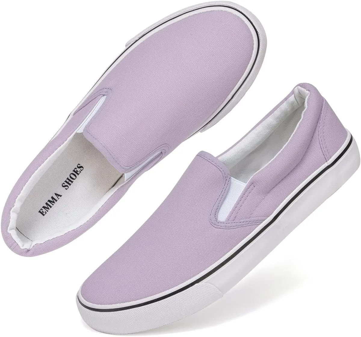 Low-Top Slip Ons Women's Fashion Sneakers Casual Canvas Sneakers for Women Comfortable Flats Breathable Padded Insole Slip on Sneakers Women Low Slip on Shoes