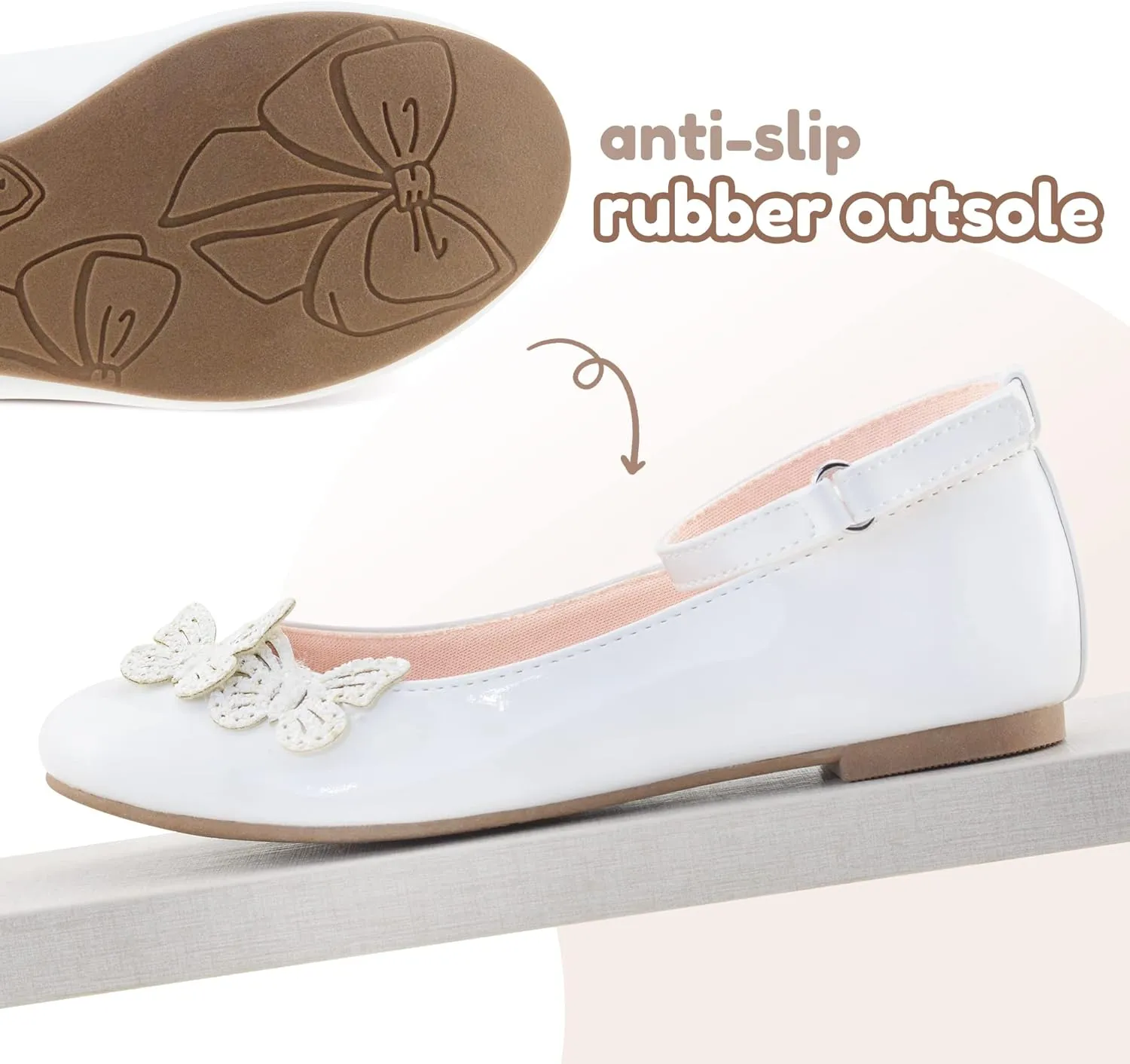 LseLom Girls Dress Shoes Butterfly Mary Janes for Girls Hook and Loop Party Wedding Flats Shoes