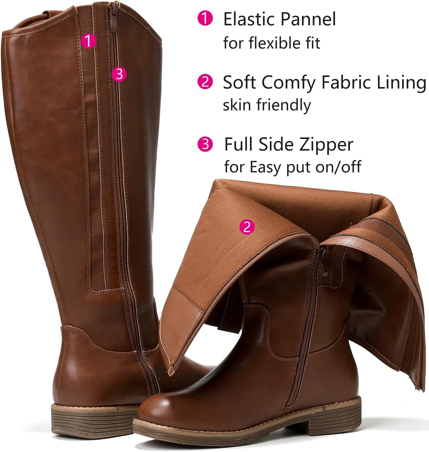 Luoika Women's Extra Wide Calf Knee High Boots, Western Cowyboy Cowgirl Knee-High Boots Plus Size Wide Width Low Heel Winter Fall Boots.