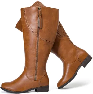 Luoika Women's Extra Wide Calf Knee High Boots, Wide Width Plus Size Knee-High Boots Low Heel Fashion Winter Boots.