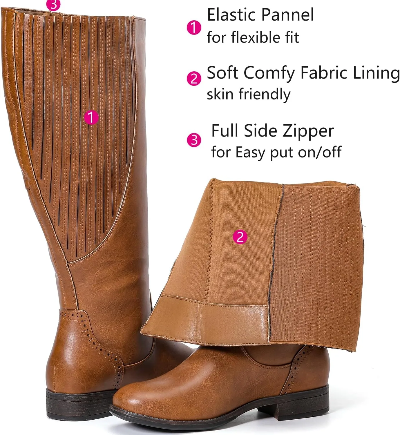Luoika Women's Extra Wide Calf Knee High Boots, Wide Width Plus Size Knee-High Boots Low Heel Fashion Winter Boots.