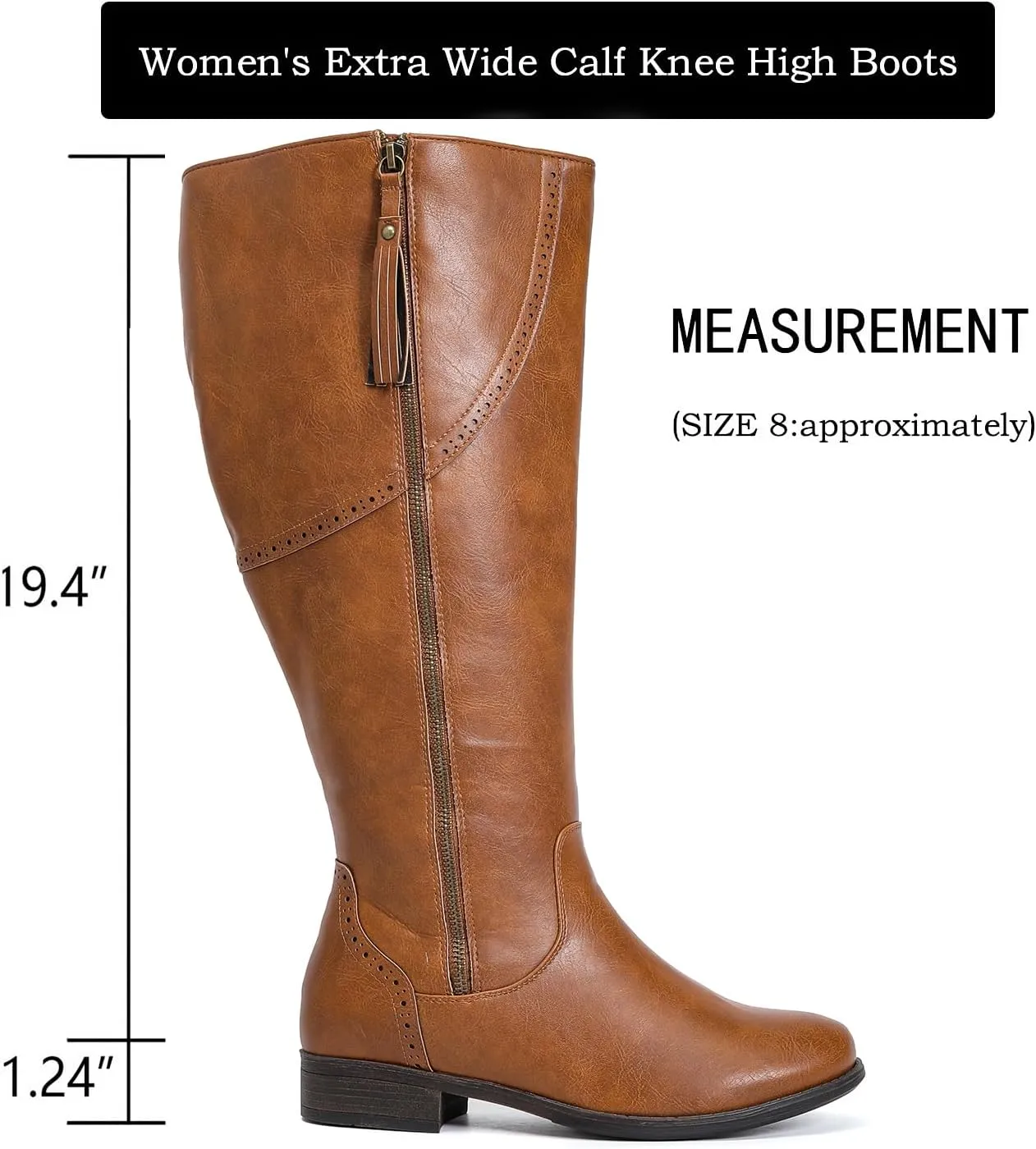 Luoika Women's Extra Wide Calf Knee High Boots, Wide Width Plus Size Knee-High Boots Low Heel Fashion Winter Boots.