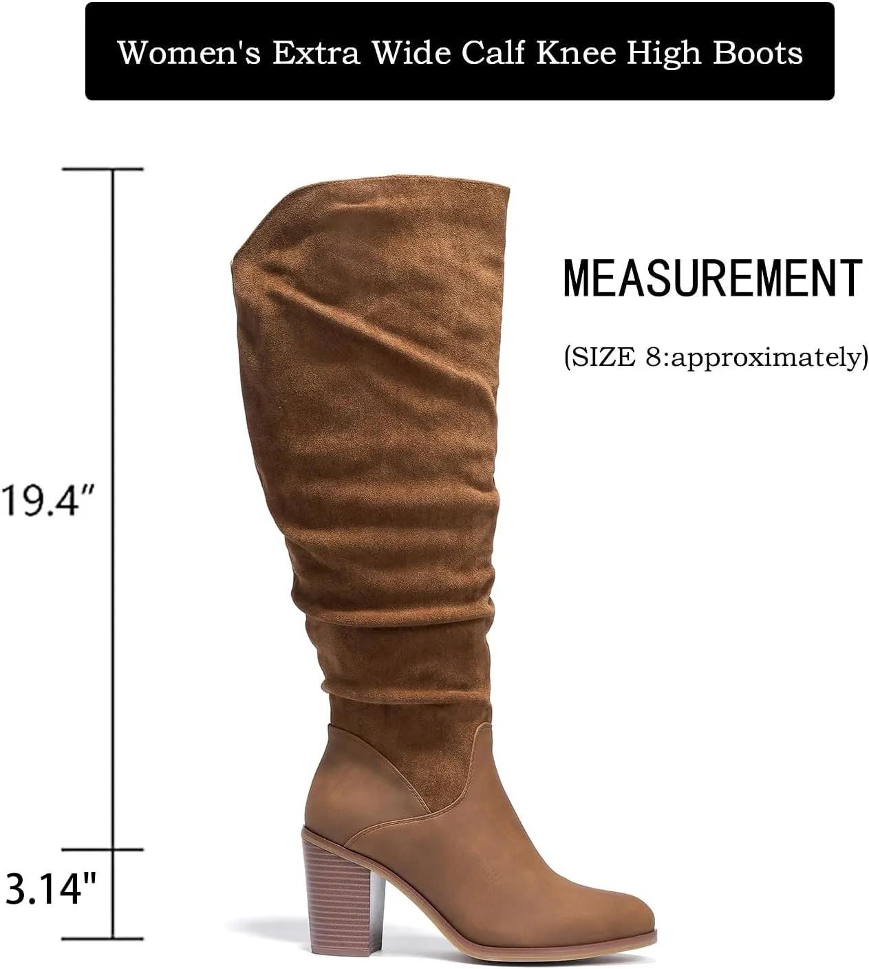 Luoika Women's Extra Wide Calf Knee High Boots, Wide Width Winter Tall Boots.