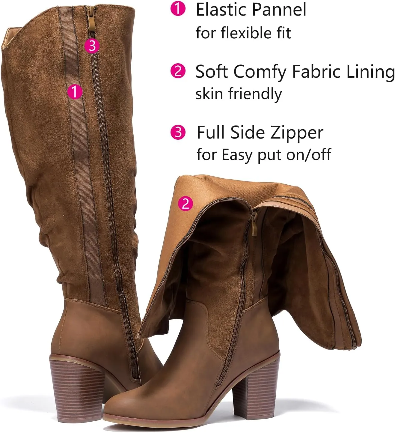 Luoika Women's Extra Wide Calf Knee High Boots, Wide Width Winter Tall Boots.