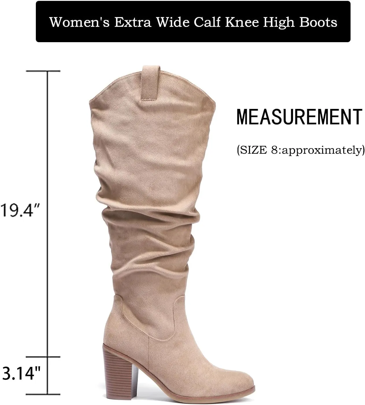 Luoika Women's Extra Wide Calf Knee High Boots, Wide Width Winter Tall Boots.