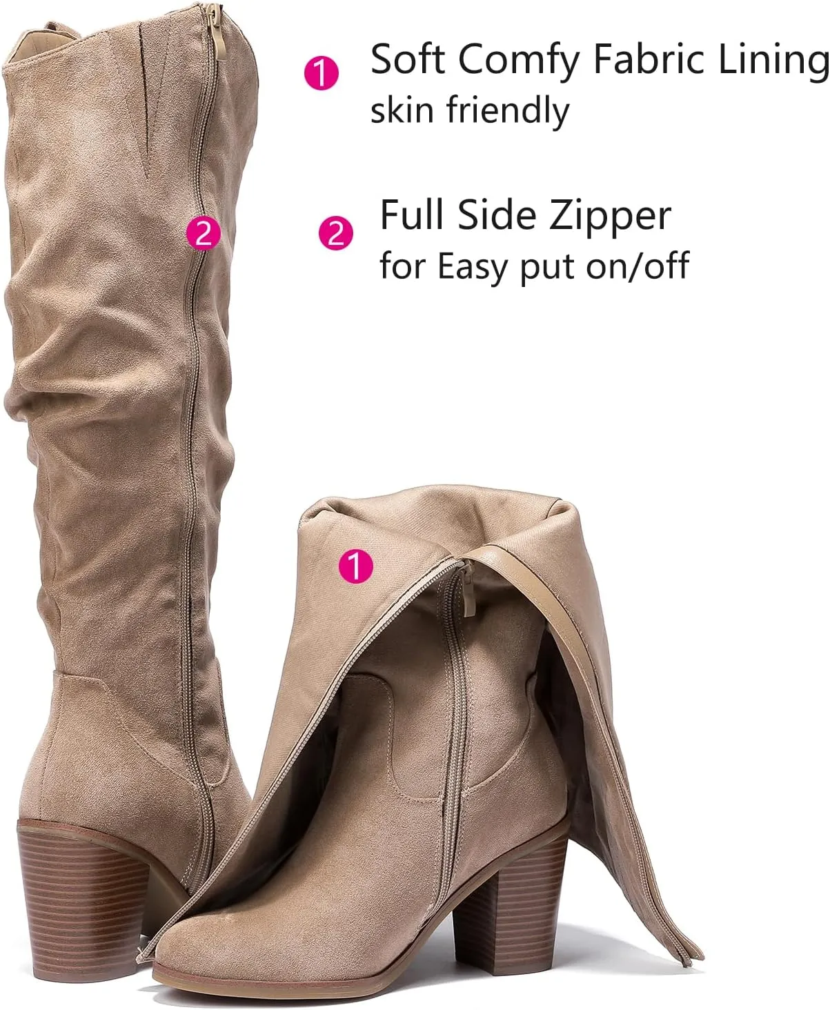 Luoika Women's Extra Wide Calf Knee High Boots, Wide Width Winter Tall Boots.