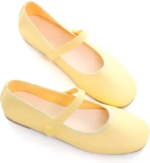 LUXINYU Women's Mary Jane Shoes Candy Color Ankle Strap Ballet Flats Soft Pu Leather Lightweight Casual Flats