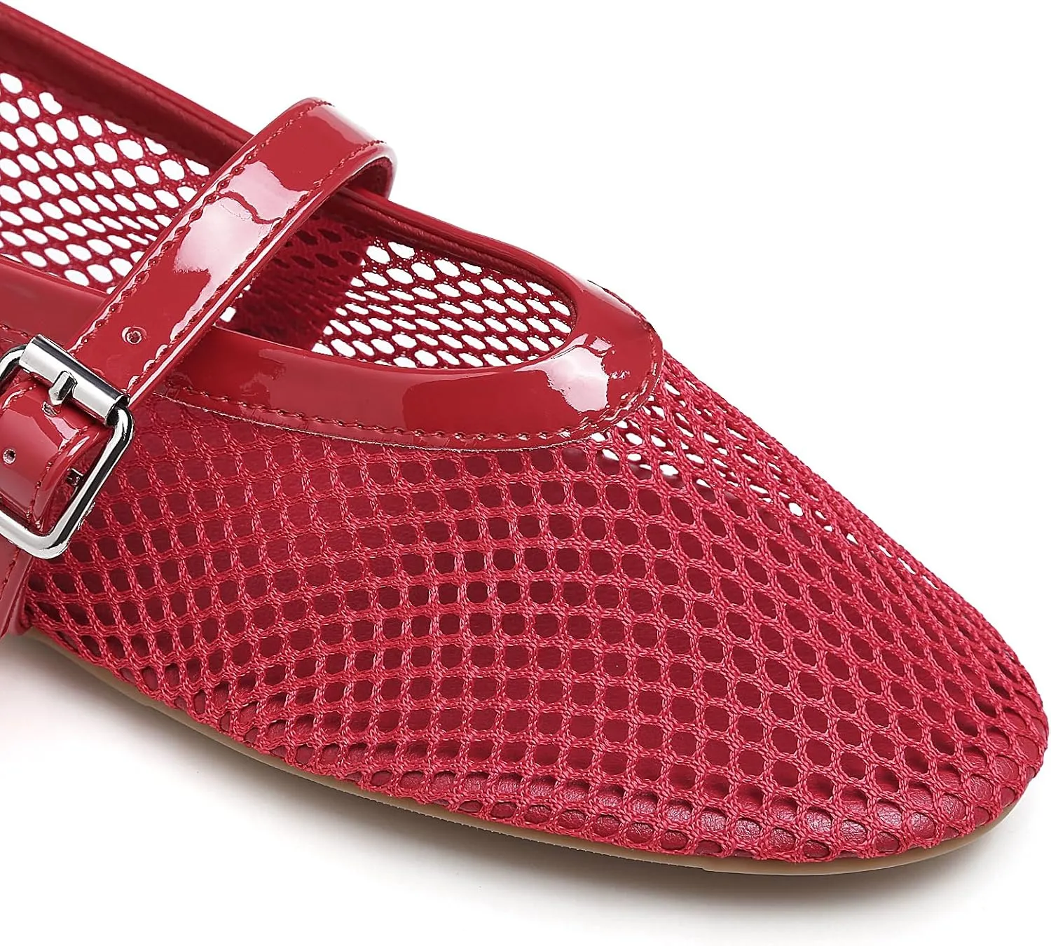 MaxMuxun Women's Flats Mesh Ballet Flats Round Toe Buckle Strap Comfortable Causal Dress Flats Shoes