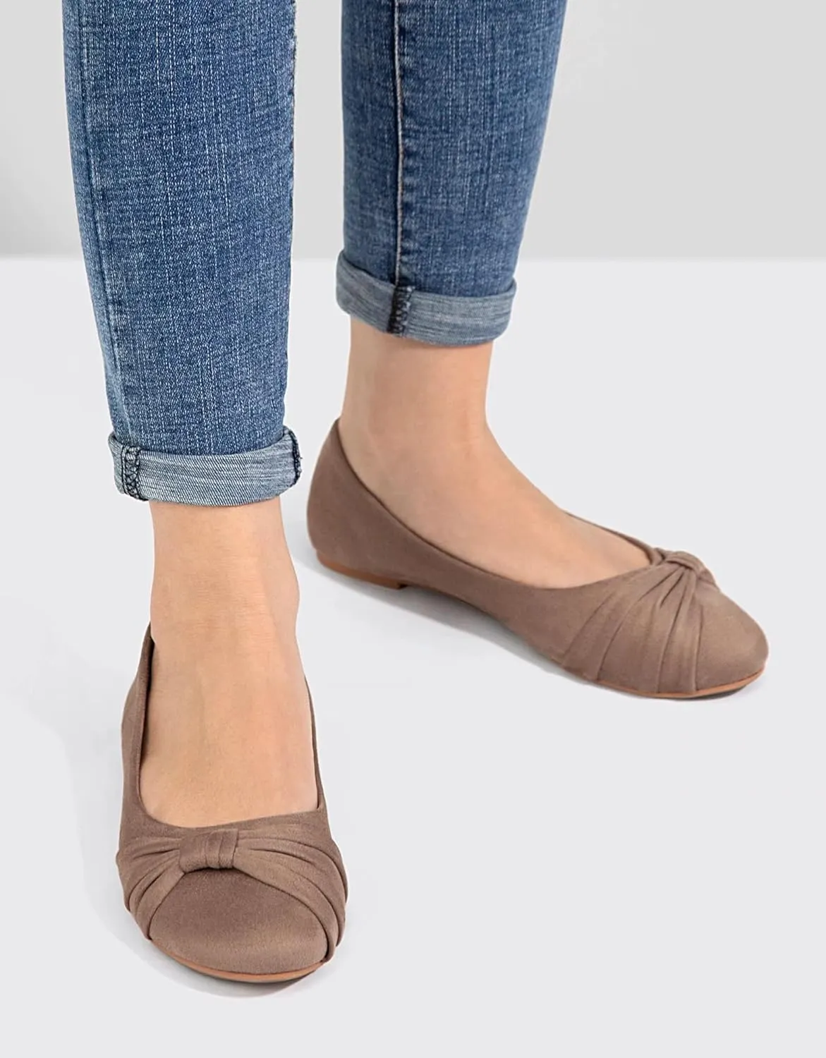 MaxMuxun Women's Flats Shoes Faux Suede Round Toe Ballet Dressy Flats Comfortable Slip On Walking Shoes