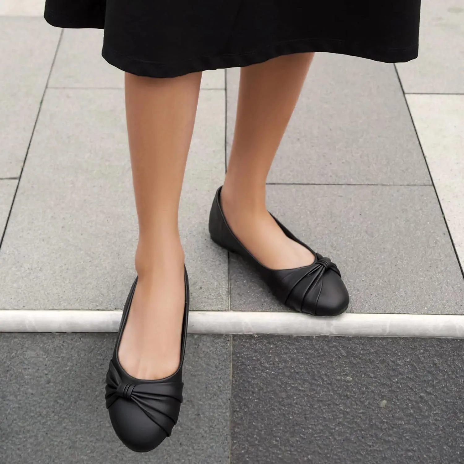 MaxMuxun Women's Flats Shoes Faux Suede Round Toe Ballet Dressy Flats Comfortable Slip On Walking Shoes