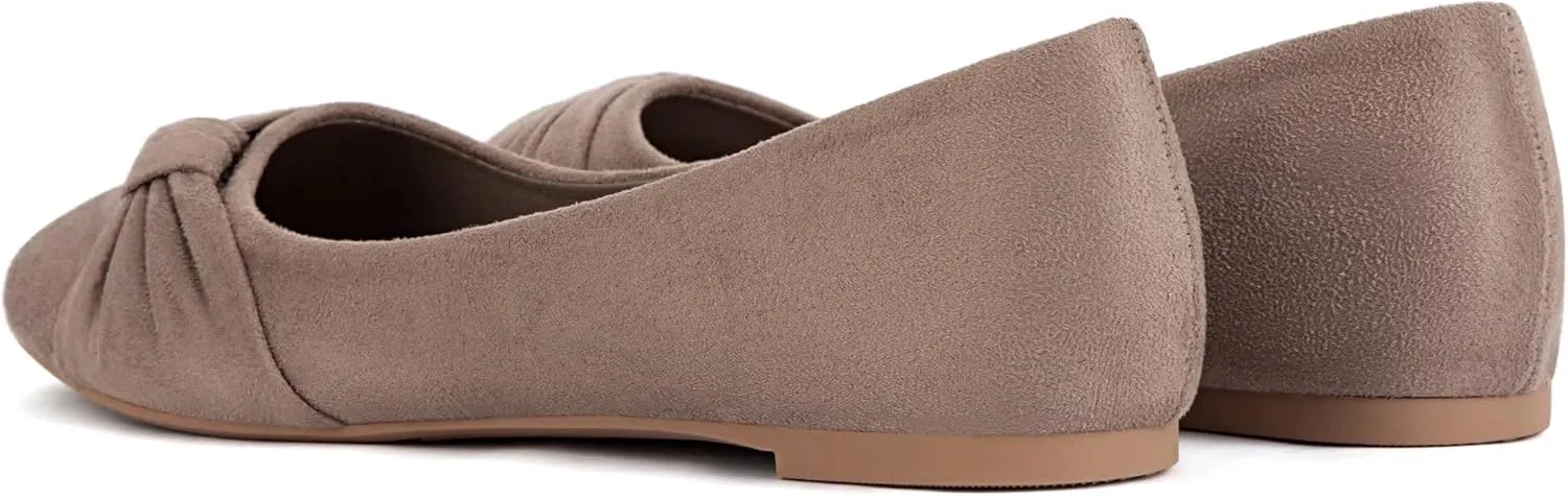 MaxMuxun Women's Flats Shoes Faux Suede Round Toe Ballet Dressy Flats Comfortable Slip On Walking Shoes
