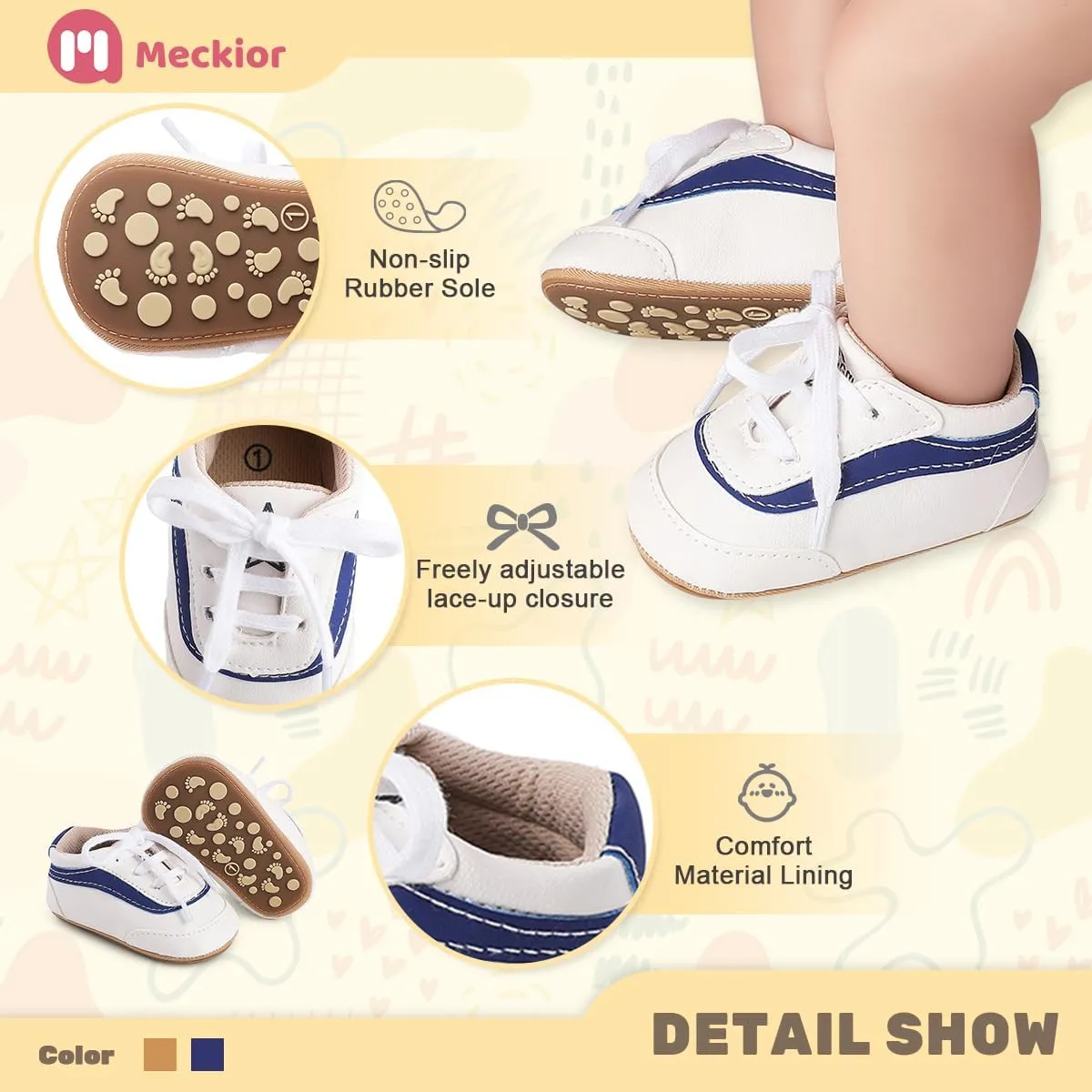 Meckior Infant Baby Girls Boys Canvas Shoes Soft Sole Toddler Slip On Newborn Crib Moccasins Casual Sneaker Austin Boy's Flat Lazy Loafers First Walkers Skate Shoe