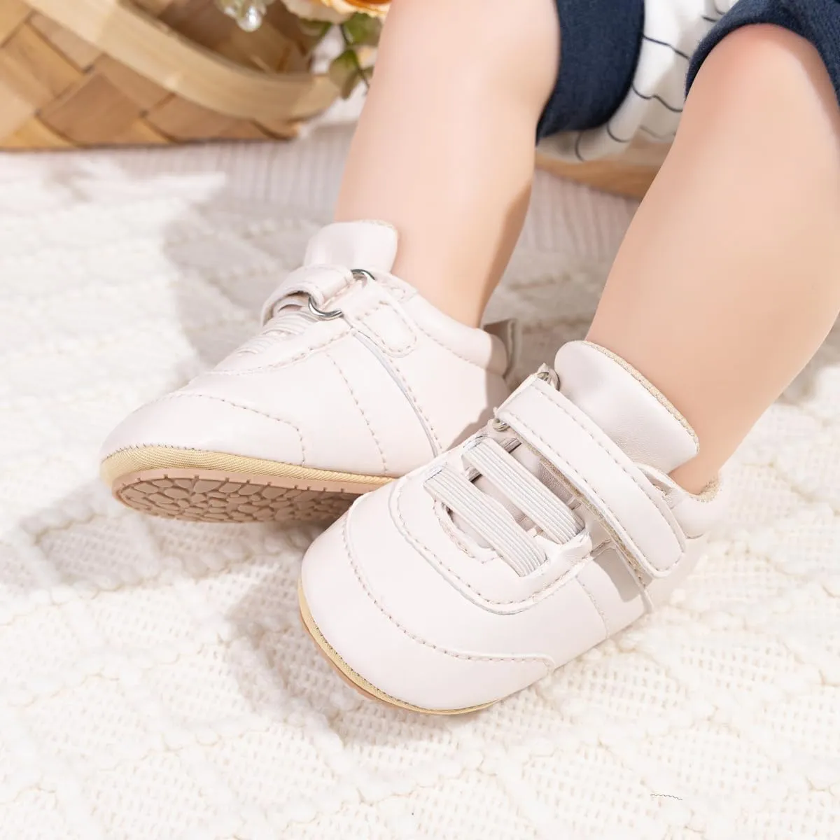 Meckior Infant Baby Girls Boys Canvas Shoes Soft Sole Toddler Slip On Newborn Crib Moccasins Casual Sneaker Austin Boy's Flat Lazy Loafers First Walkers Skate Shoe