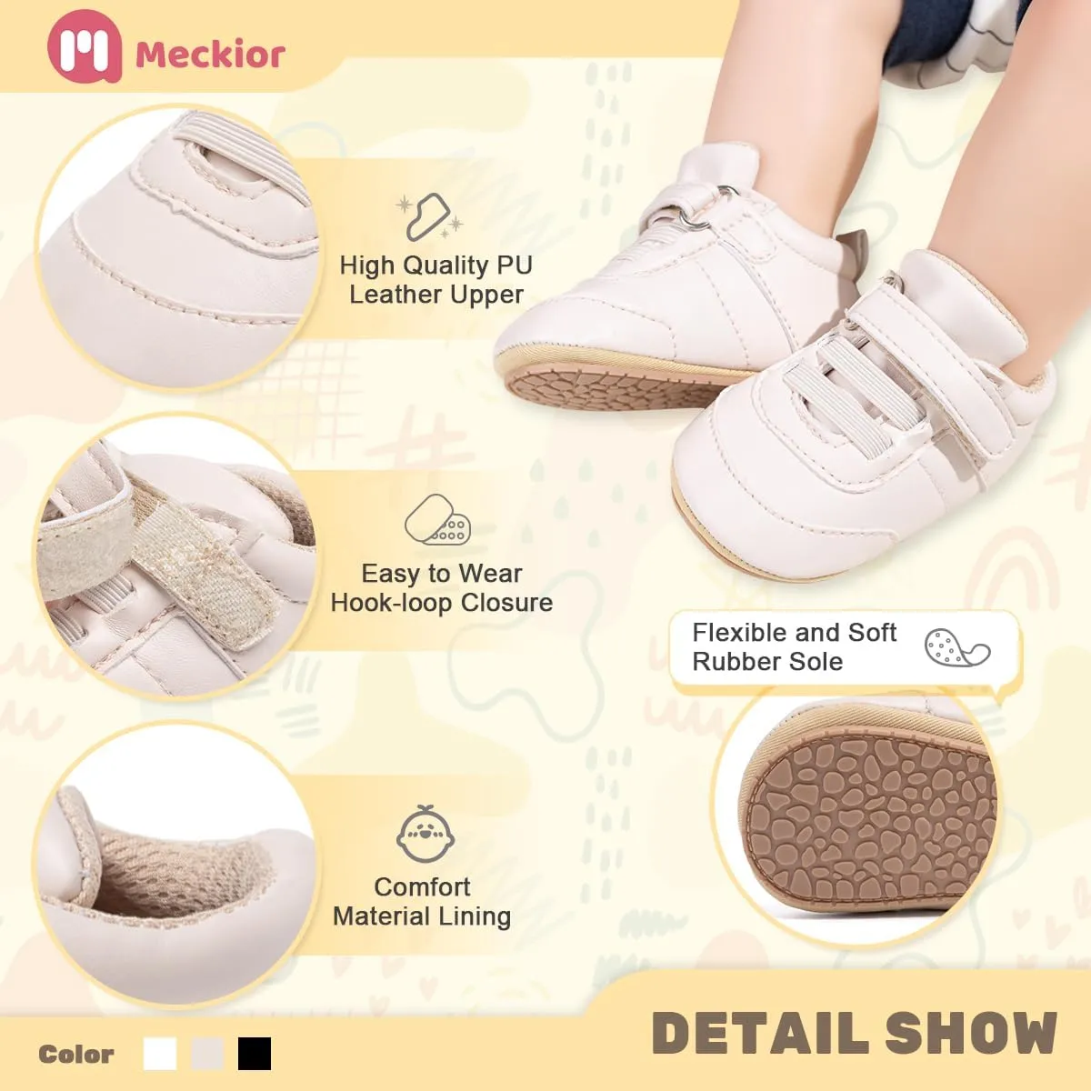 Meckior Infant Baby Girls Boys Canvas Shoes Soft Sole Toddler Slip On Newborn Crib Moccasins Casual Sneaker Austin Boy's Flat Lazy Loafers First Walkers Skate Shoe