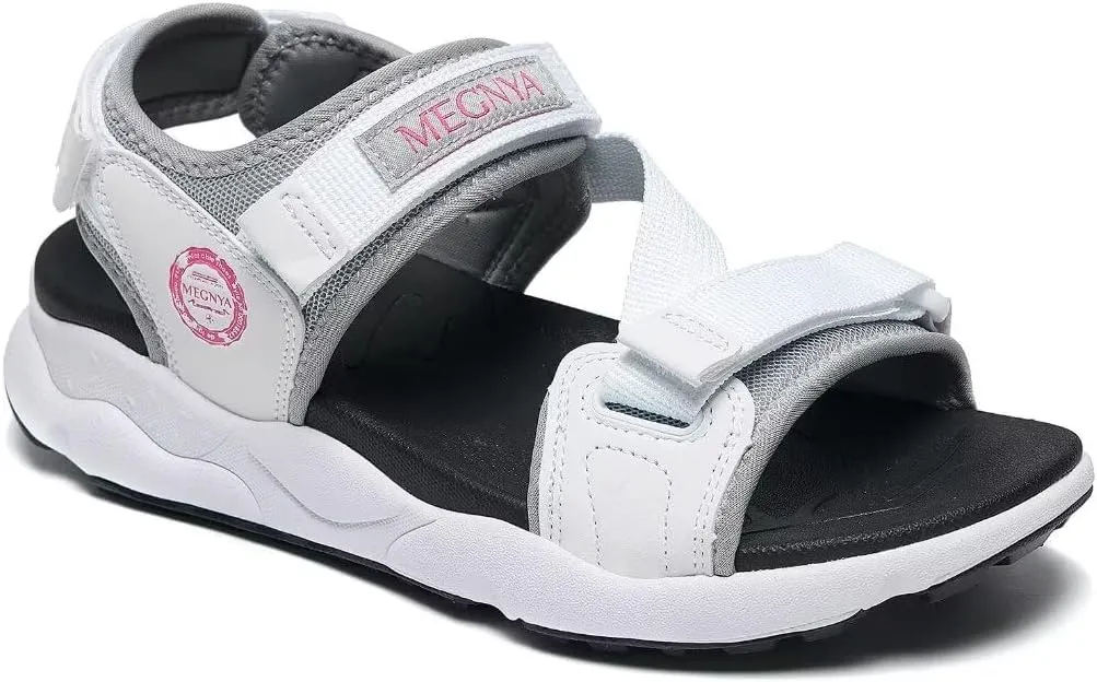 MEGNYA Comfortable Womens Hiking Sandals, Casual Thick Sole Walking Sandals, Extra Non-Slip Outdoor Sandals with Adjustable Hook and Loop Straps for Beach, Summer, River
