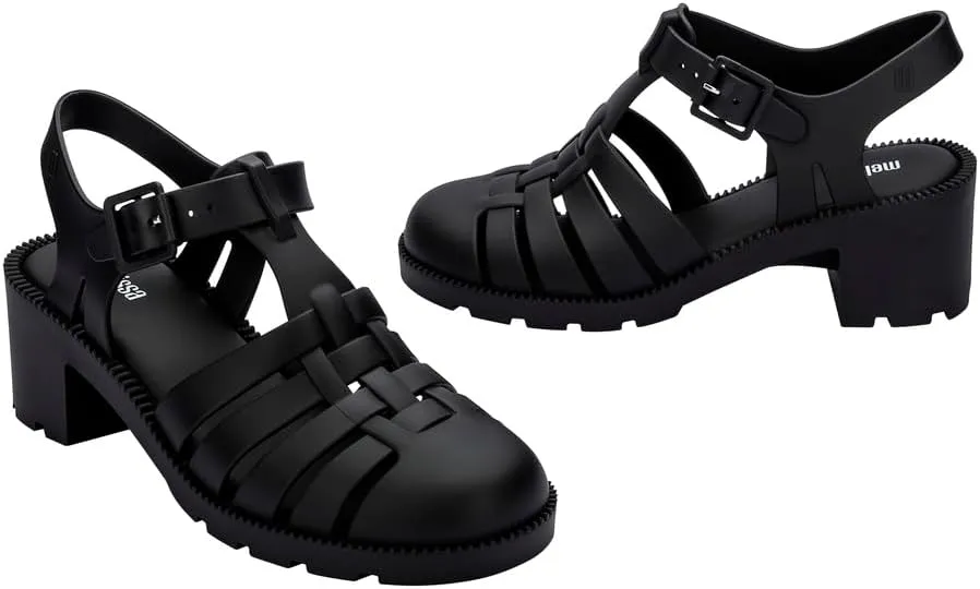 Melissa Possession Heel Fashion Sandals for Women - Iconic Fisherman Style with Medium Block Heel - Adjustable Buckle for Comfort - 100% PVC Upper/Insole/Sole - Bubblegum Scent