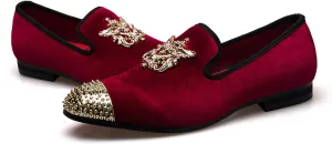 Men Genuine Leather Mens Metallic Textured Slip-on Glitter Loafers Shoes