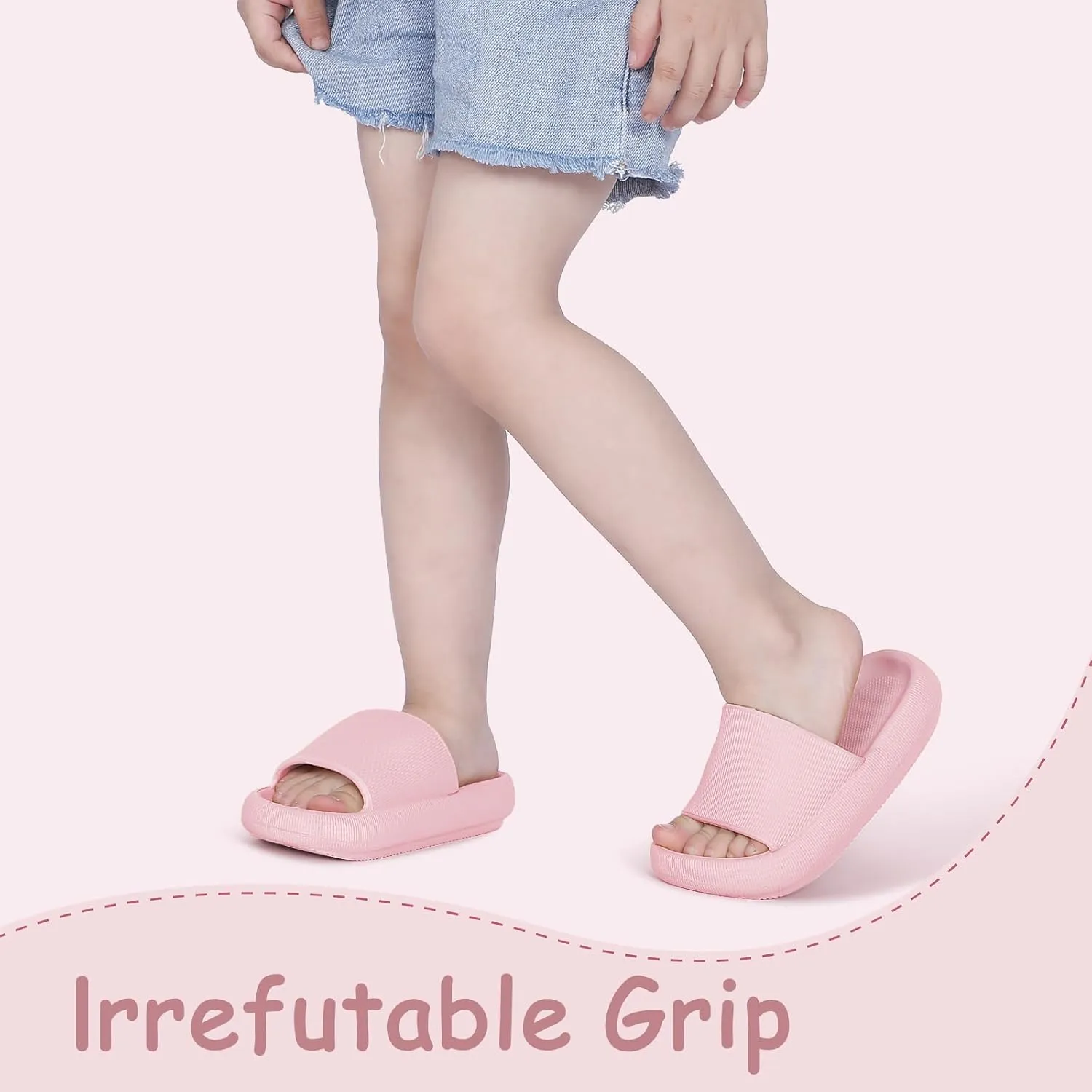 Menore Cloud Slides for Kids Shower Beach Slippers Boys Girls Bathroom Thick Sole Pillow Slippers Summer Non-Slip Pool Sandals