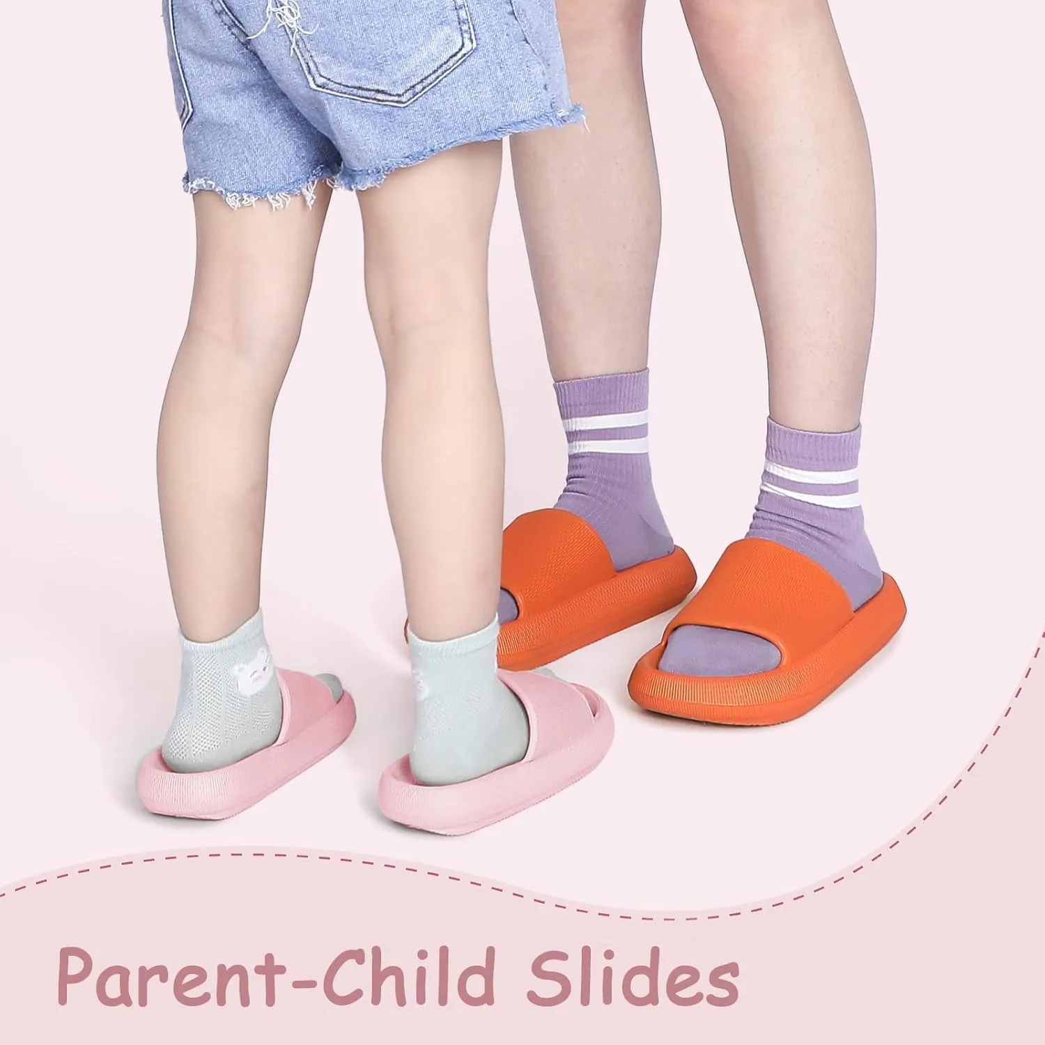 Menore Cloud Slides for Kids Shower Beach Slippers Boys Girls Bathroom Thick Sole Pillow Slippers Summer Non-Slip Pool Sandals