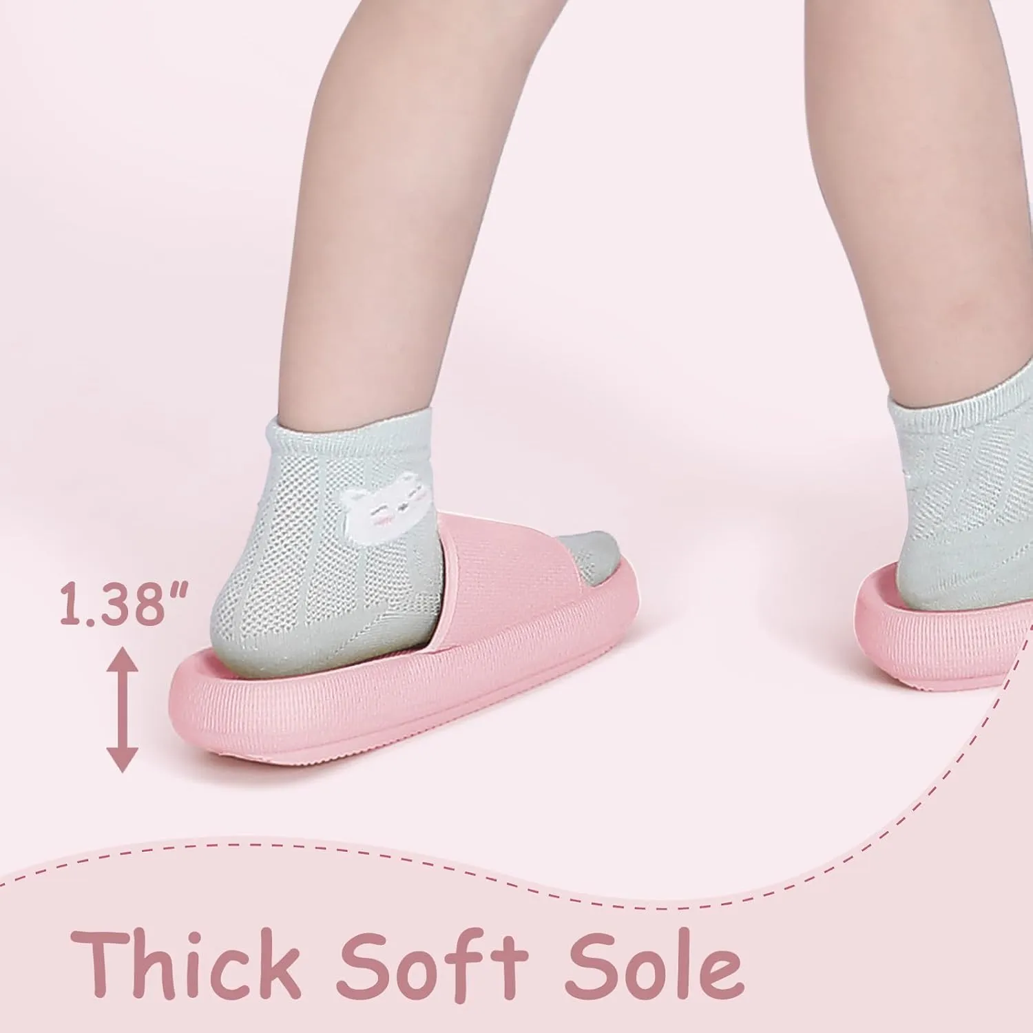 Menore Cloud Slides for Kids Shower Beach Slippers Boys Girls Bathroom Thick Sole Pillow Slippers Summer Non-Slip Pool Sandals
