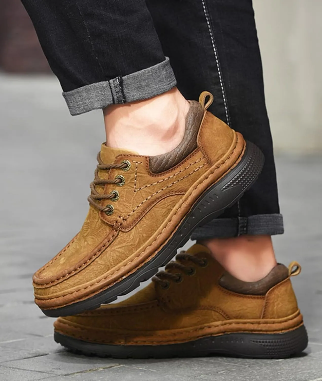 Men's Casual Loafers Classic Business Leather Shoes Comfortable Office Walking Shoes