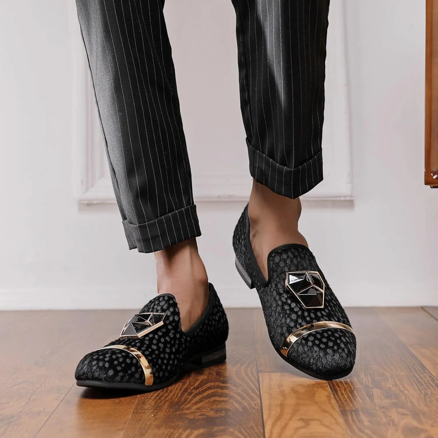 Men's Fashion Formal Velvet Loafers and Wedding Dress Shoes for Men, Penny Slip-On Smoking Luxury Men Casual Shoes