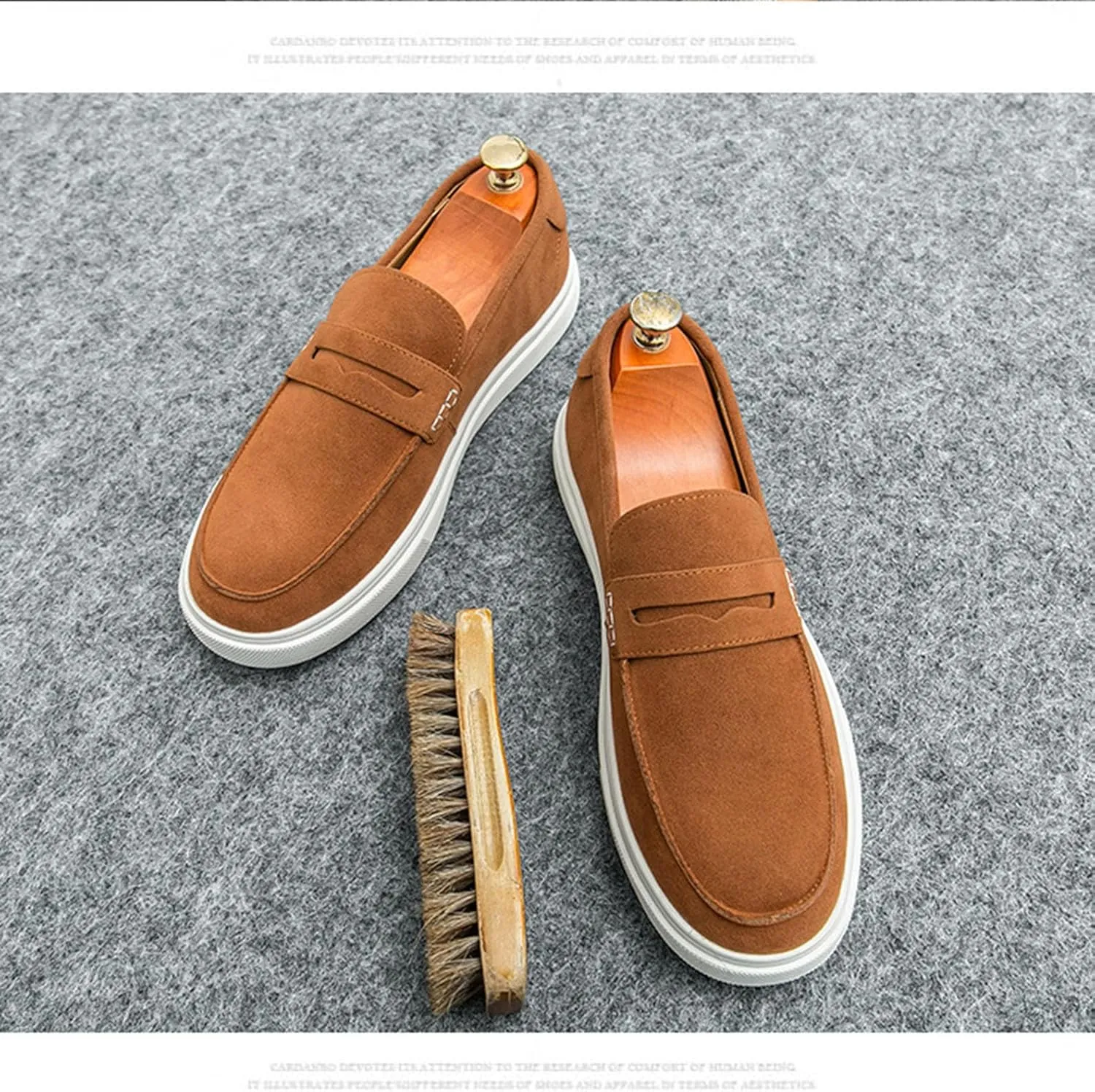 Men's Fashionable Business Anti Suede Loafers Retro Comfortable Suede Lightweight and Breathable Casual Boat Shoes