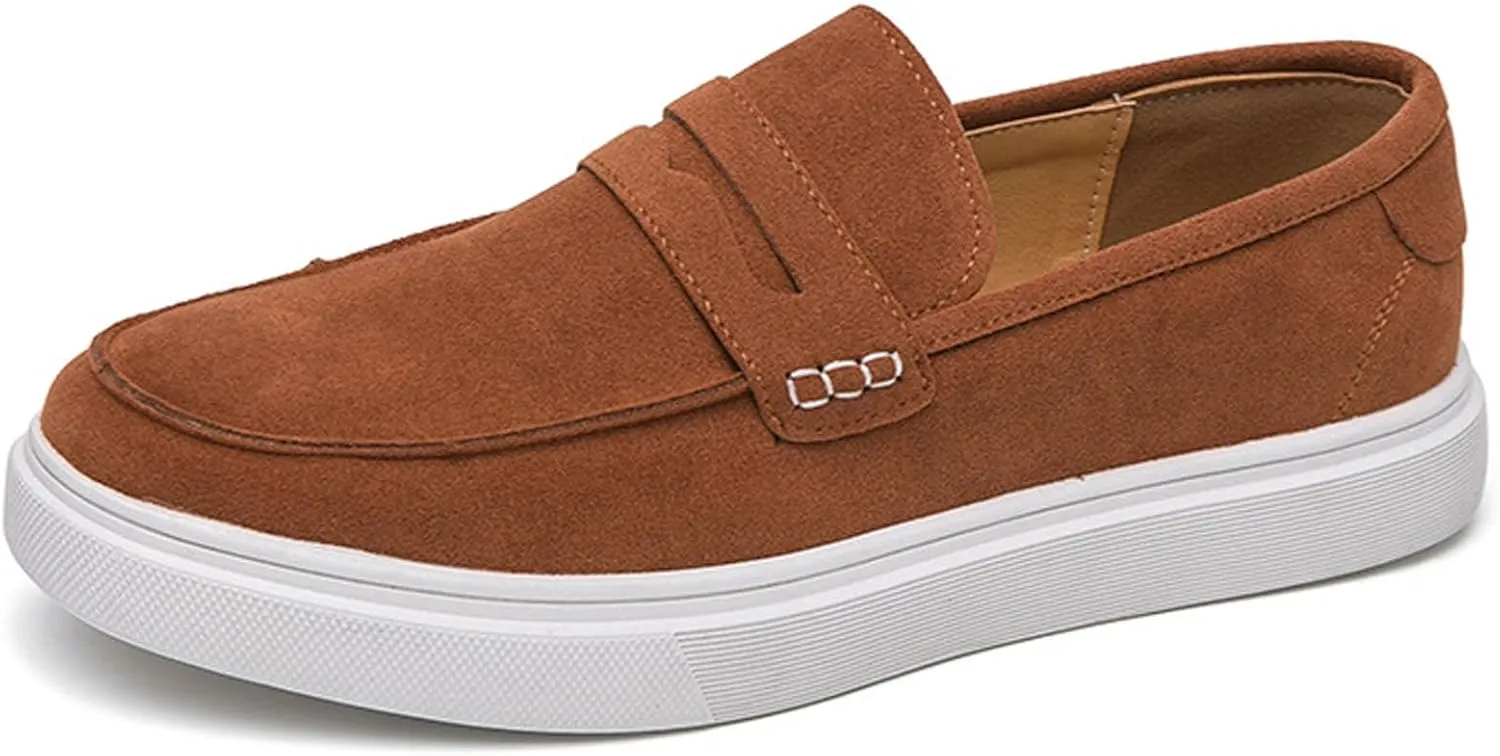 Men's Fashionable Business Anti Suede Loafers Retro Comfortable Suede Lightweight and Breathable Casual Boat Shoes