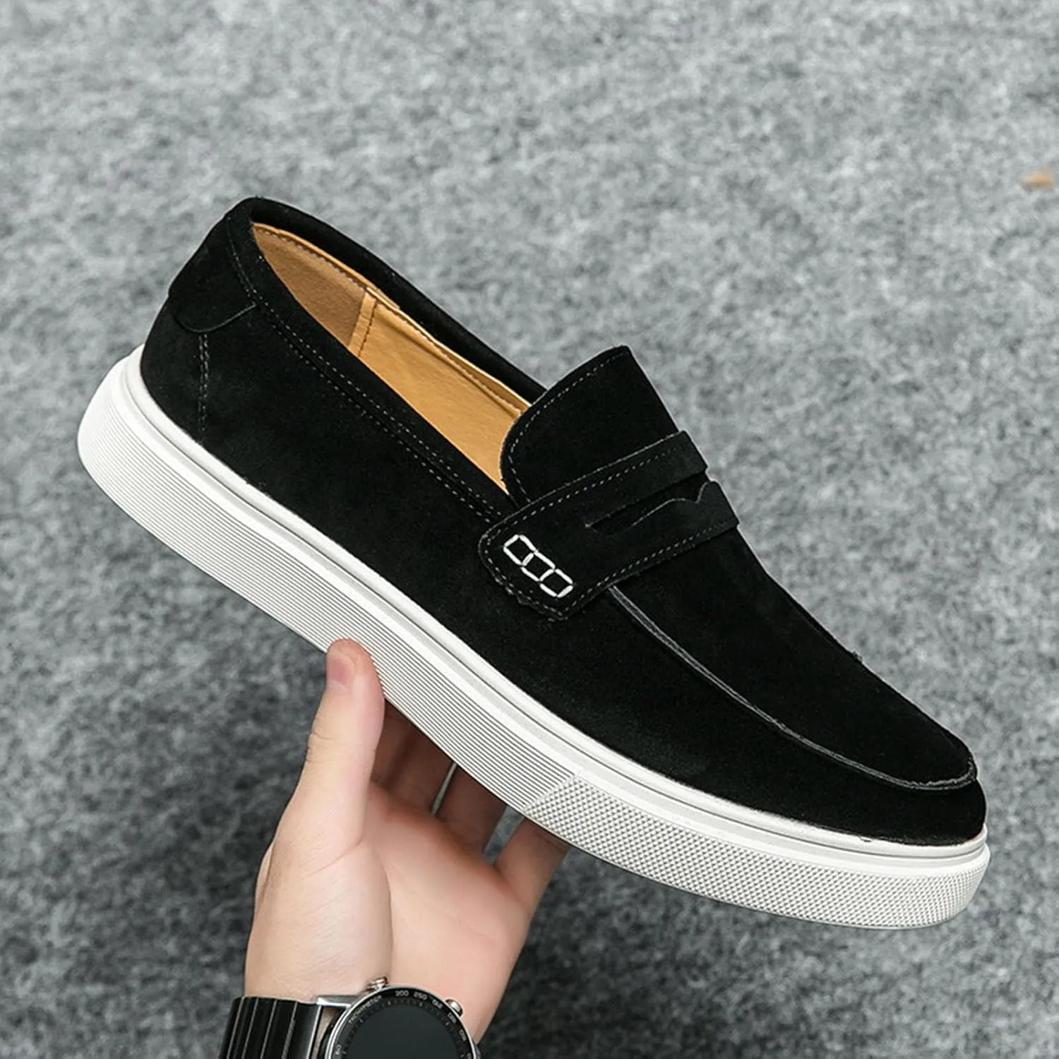 Men's Fashionable Business Anti Suede Loafers Retro Comfortable Suede Lightweight and Breathable Casual Boat Shoes