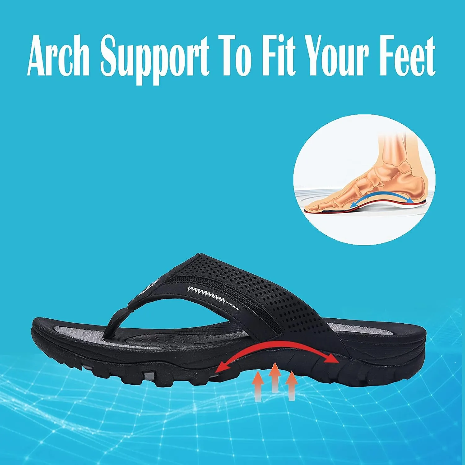 Men's Flip-Flops, Thongs Sandals Durable Comfort Slippers for Beach