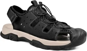 Mens Hiking Sandals Closed Toe Athletic Sport Fisherman Sandals Leather Trail Walking Casual Summer Beach Water Shoes